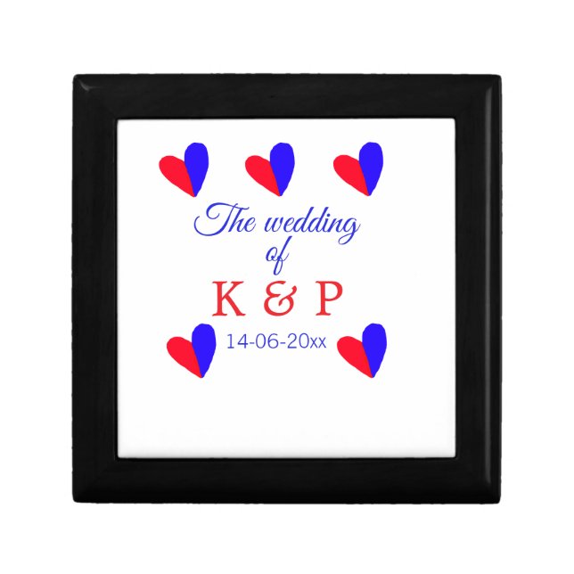 The wedding of add couple name initial letter date gift box (Front)