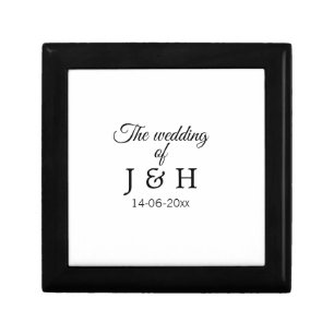 The wedding of add couple name initial letter date gift box