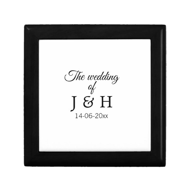 The wedding of add couple name initial letter date gift box (Front)