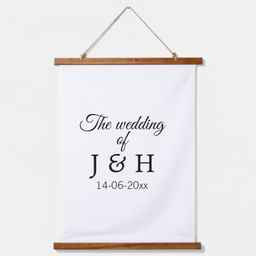 The wedding of add couple name initial letter date hanging tapestry