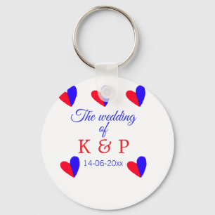 The wedding of add couple name initial letter date keychain