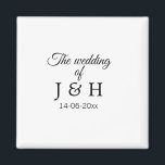 The wedding of add couple name initial letter date magnet<br><div class="desc">For lovers like us</div>