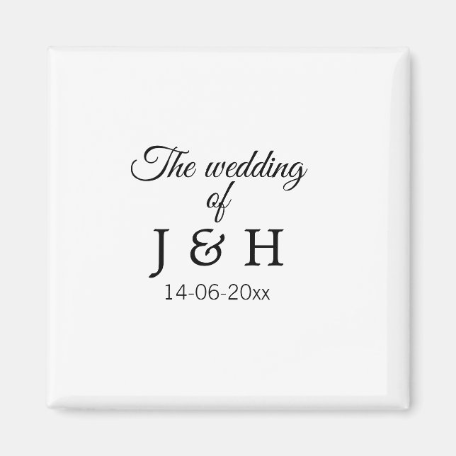 The wedding of add couple name initial letter date magnet (Front)
