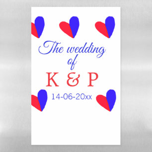 The wedding of add couple name initial letter date magnetic dry erase sheet
