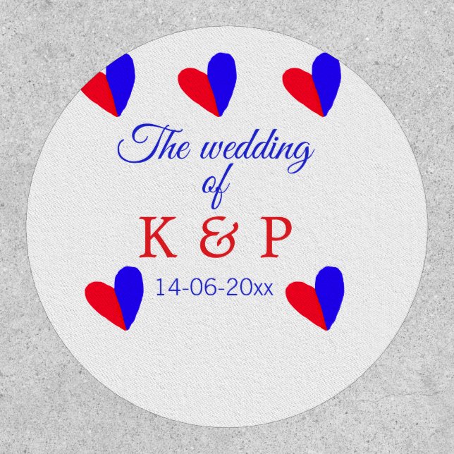 The wedding of add couple name initial letter date patch (Front)