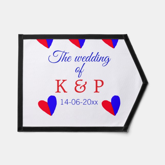 The wedding of add couple name initial letter date pennant (Front)