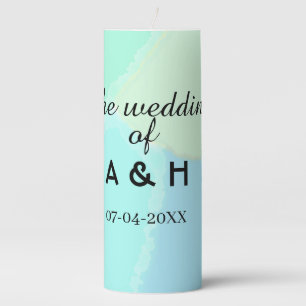 The wedding of add couple name initial letter date pillar candle