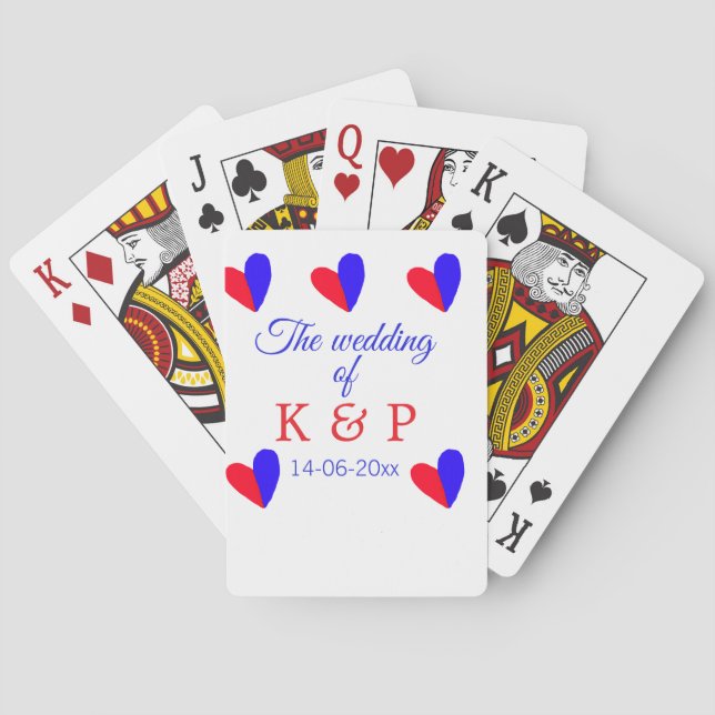 The wedding of add couple name initial letter date poker cards (Back)