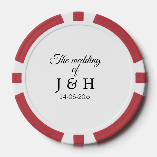 The wedding of add couple name initial letter date poker chips (Front)