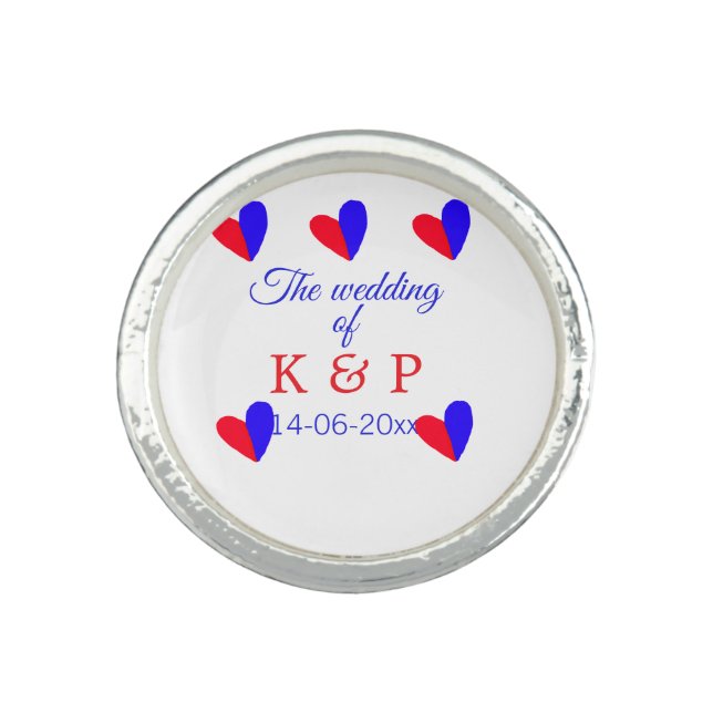 The wedding of add couple name initial letter date ring (Front)