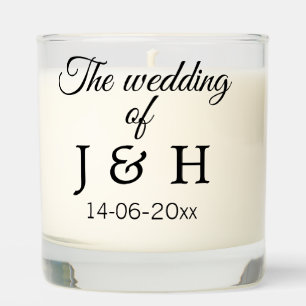 The wedding of add couple name initial letter date scented candle