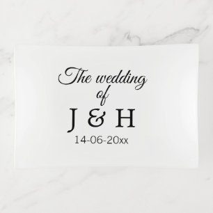 The wedding of add couple name initial letter date trinket tray
