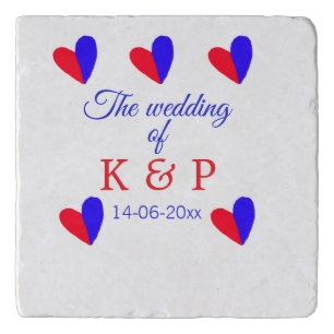 The wedding of add couple name initial letter date trivet