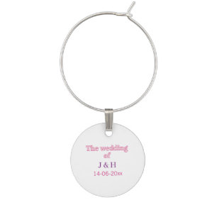 The wedding of add couple name initial letter date wine charm