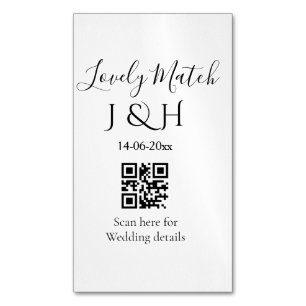 The wedding of add couple name QR code scan detail Business Card Magnet