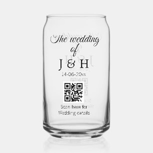 The wedding of add couple name QR code scan detail Can Glass