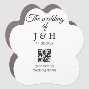 The wedding of add couple name QR code scan detail Car Magnet
