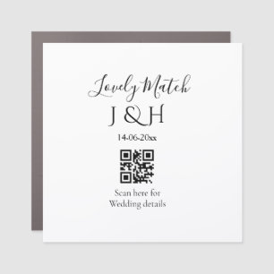 The wedding of add couple name QR code scan detail Car Magnet