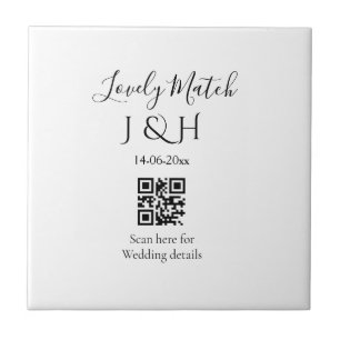 The wedding of add couple name QR code scan detail Ceramic Tile