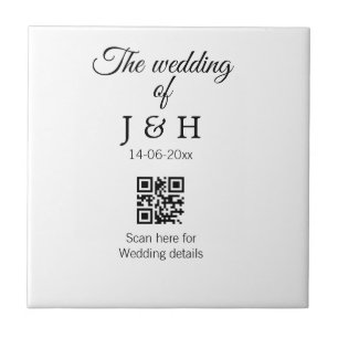 The wedding of add couple name QR code scan detail Ceramic Tile