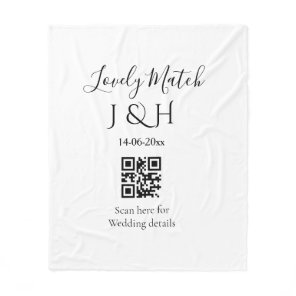 The wedding of add couple name QR code scan detail Fleece Blanket