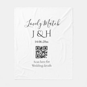 The wedding of add couple name QR code scan detail Fleece Blanket