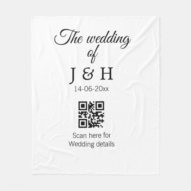 The wedding of add couple name QR code scan detail Fleece Blanket (Front)