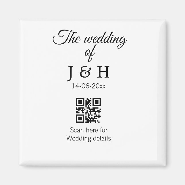 The wedding of add couple name QR code scan detail Magnet (Front)