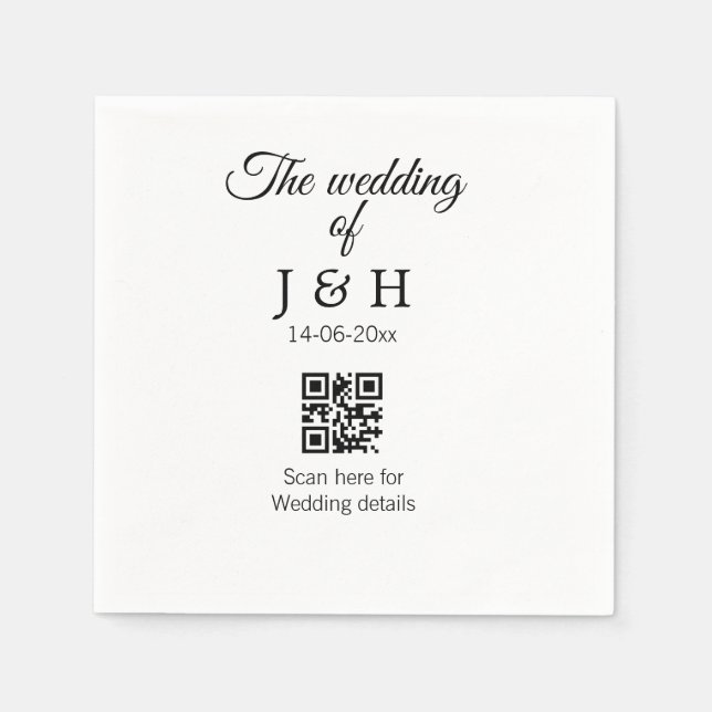 The wedding of add couple name QR code scan detail Napkins (Front)