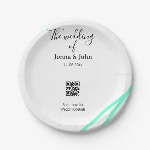 The wedding of add couple name QR code scan detail Paper Plates