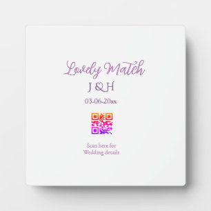The wedding of add couple name QR code scan detail Plaque