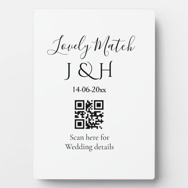The wedding of add couple name QR code scan detail Plaque (Front)