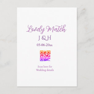 The wedding of add couple name QR code scan detail Postcard