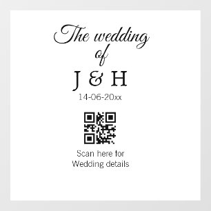 The wedding of add couple name QR code scan detail Window Cling