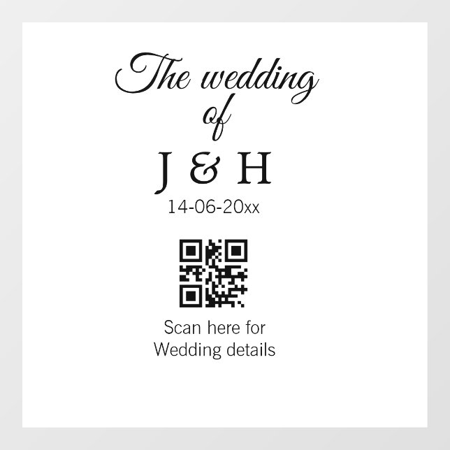 The wedding of add couple name QR code scan detail Window Cling (Sheet)