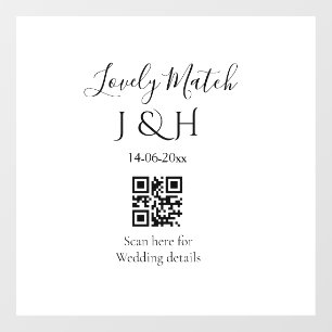 The wedding of add couple name QR code scan detail Window Cling