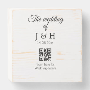 The wedding of add couple name QR code scan detail Wooden Box Sign
