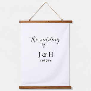 The wedding of add couple name simple minimal date hanging tapestry