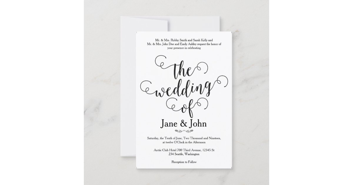 Minimalist Monogram Wedding Invitations by Basic Invite