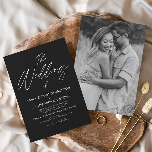 The Wedding of Black White Photo Elegant Invitation