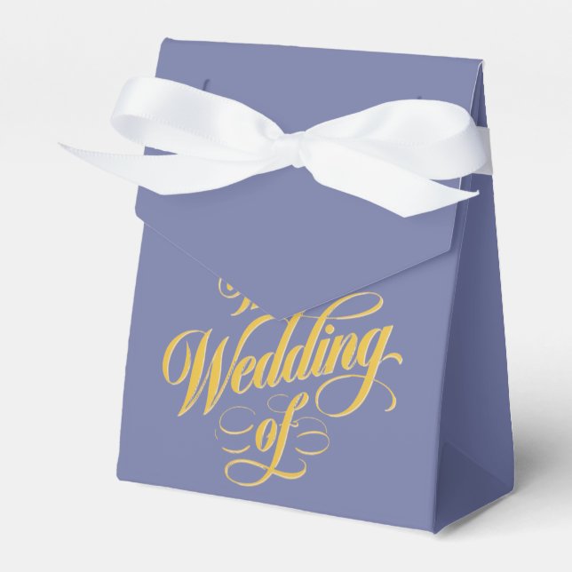 The Wedding of Elegance: Blueberry and Sunshine Favor Boxes (Front Side)