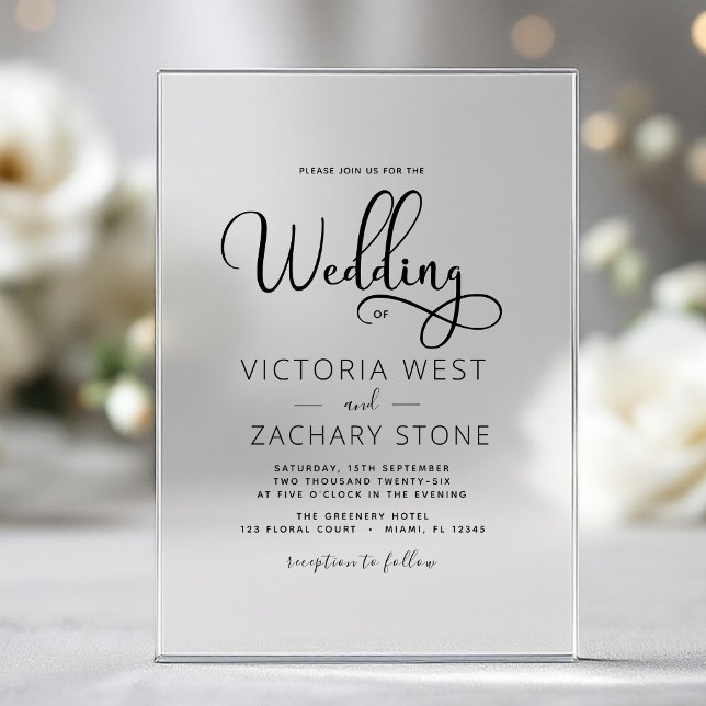 The Wedding of Elegant Wedding Script Acrylic Invitations (Creator Uploaded)