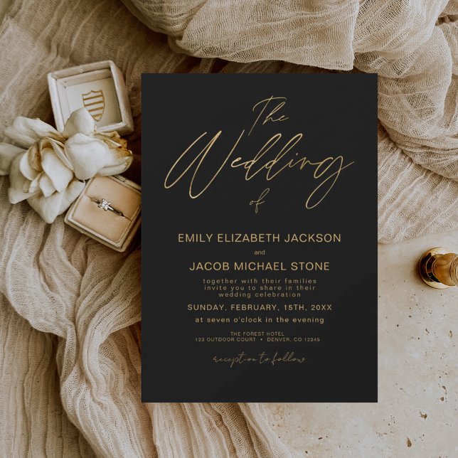 The Wedding of Gold Black Elegant Invitation (Creator Uploaded)