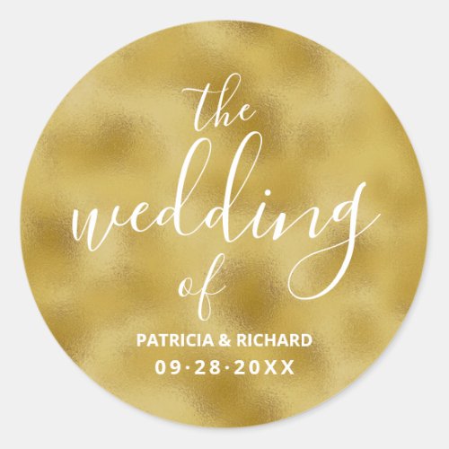 The Wedding Of Gold Foil Wedding Classic Round Sticker