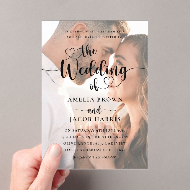 The Wedding Of  Heats & Photo Acrylic Invitation (Insitu (Handheld))