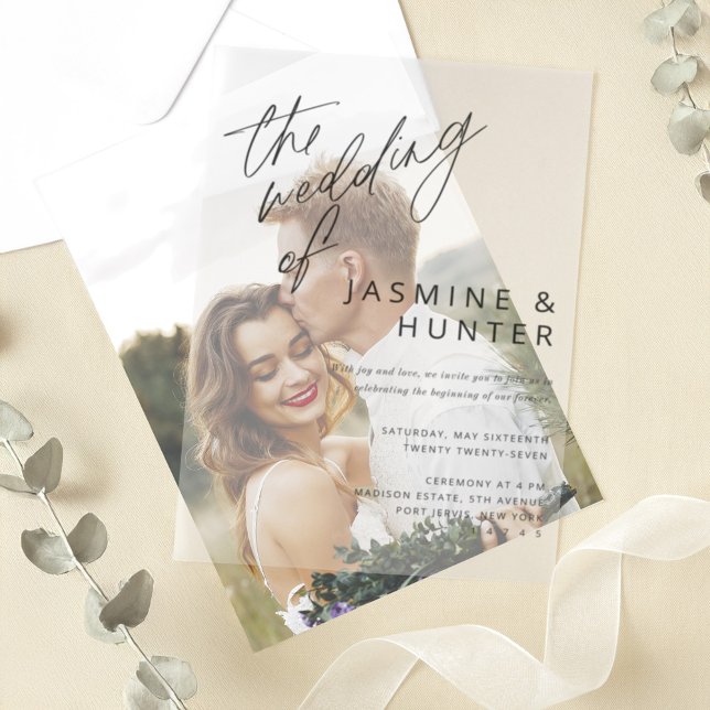 The Wedding of Minimal Modern Black Script Wedding Vellum Invitations (The Wedding of Minimal Modern Black Script Wedding Vellum Invitations)