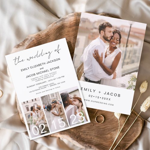 The Wedding of Minimalist Photo Collage Simple Invitation