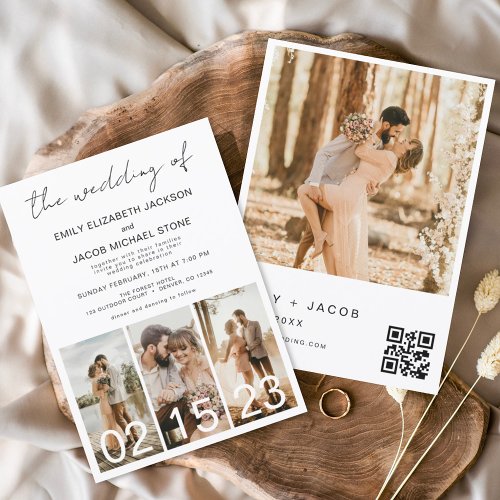 The Wedding of Minimalist QR code Simple Invitation