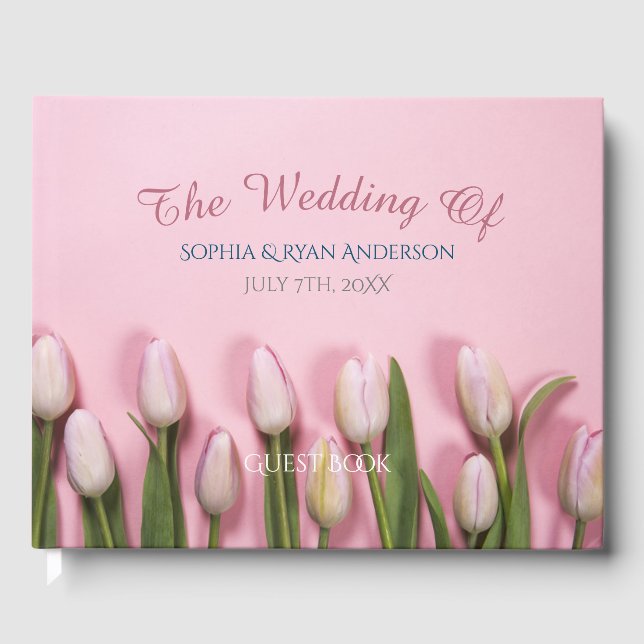 The Wedding Of, Names & Date, Tulips or Your Photo Guest Book (Front)