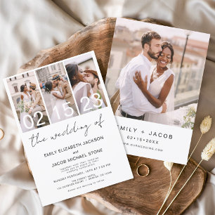 The Wedding of Photo Collage White Wedding Invitation